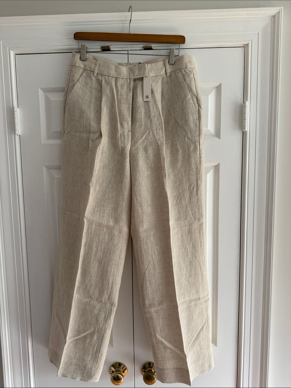 Banana Republic Beige Wide-Leg 100%Linen  Trousers